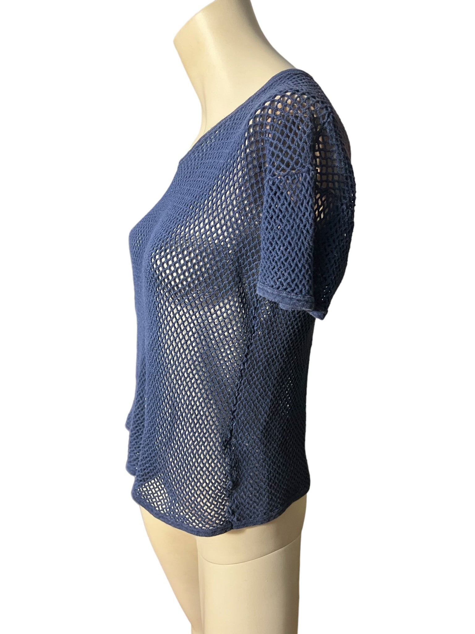 Vintage 80's blue net shirt L