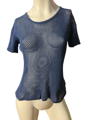 Vintage 80's blue net shirt L