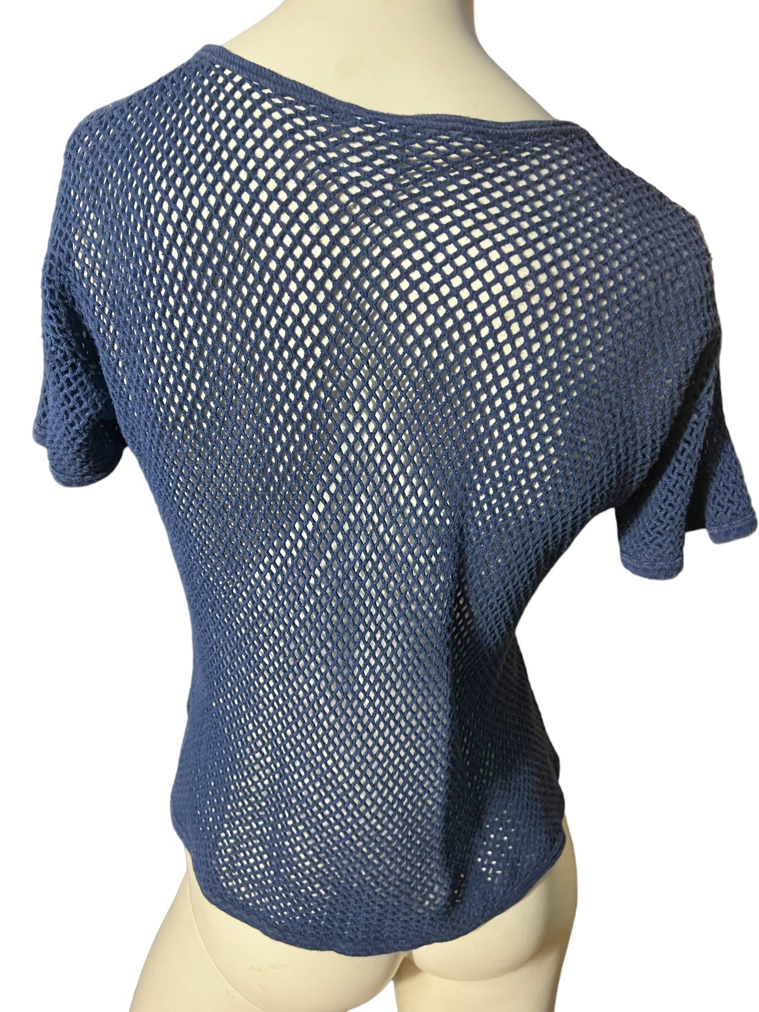 Vintage 80's blue net shirt L