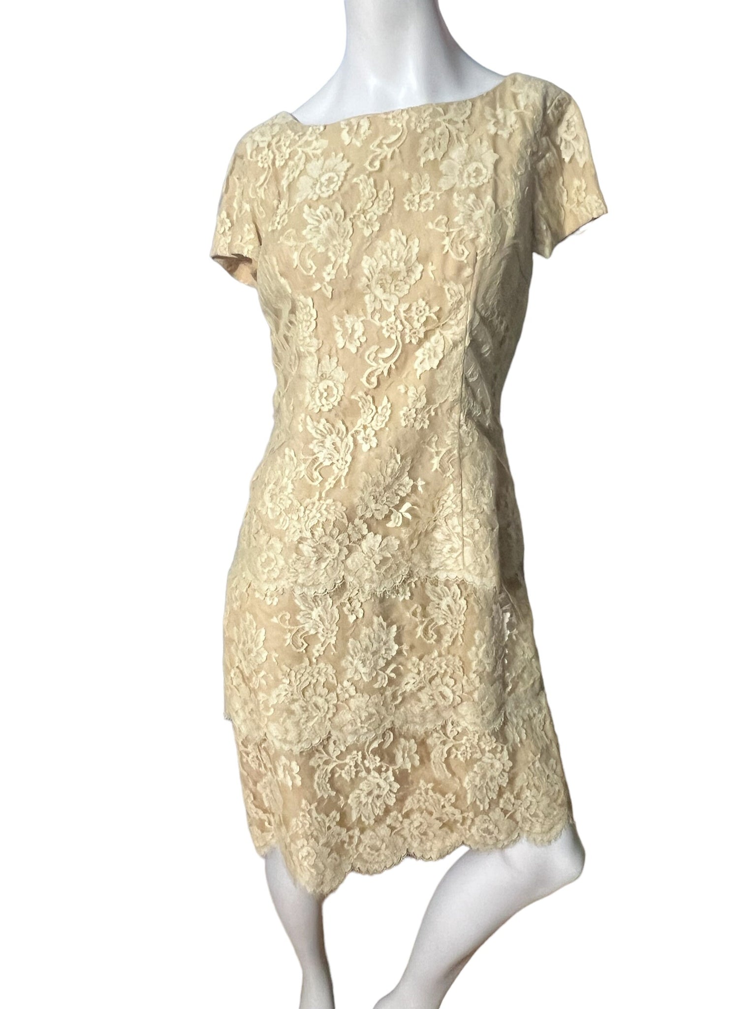 Vintage 60's gold lace dress M