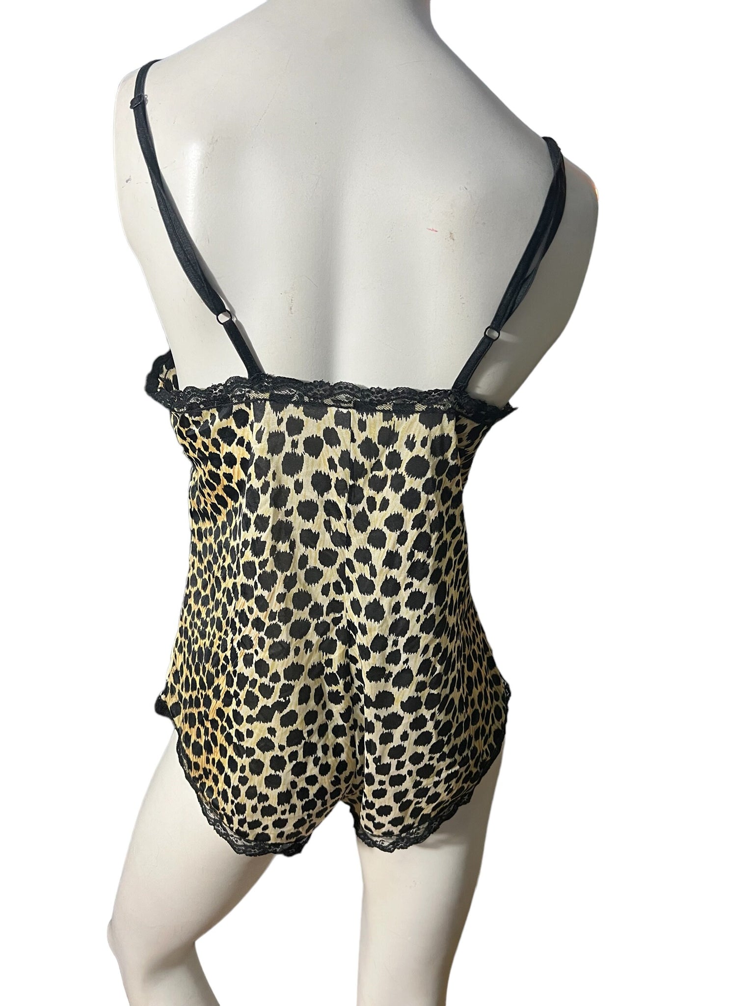 Vintage 70's leopard teddy lingerie L Pandora