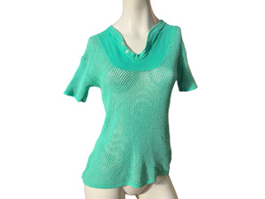 Vintage 80's green mesh shirt M L