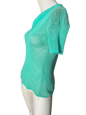 Vintage 80's green mesh shirt M L