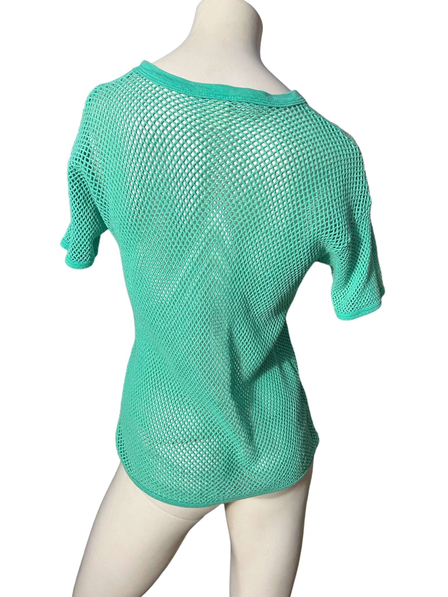 Vintage 80's green mesh shirt M L