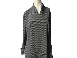 Vintage 70's black polka dot dress L