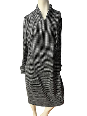 Vintage 70's black polka dot dress L