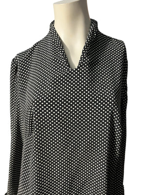 Vintage 70's black polka dot dress L