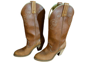 Vintage 70's brown dingo cowboy boots 5.5 M