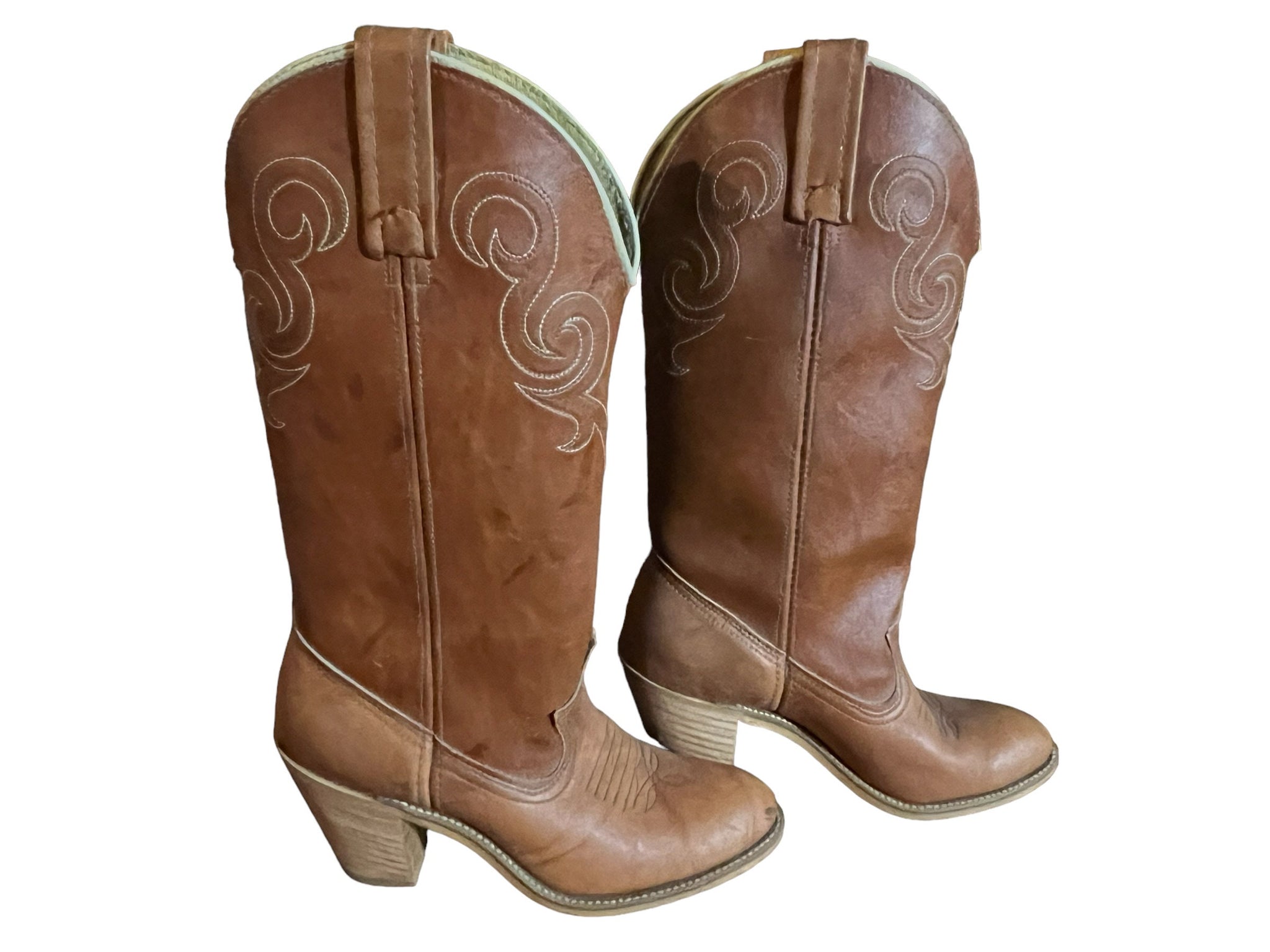 Vintage 70's brown dingo cowboy boots 5.5 M