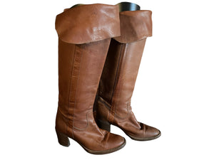 Vintage 70's Ralph Lauren knee high boots brown 6.5 B