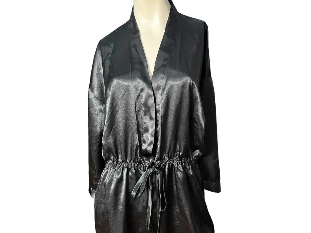 Vintage 80's black Victoria's Secret robe M/L