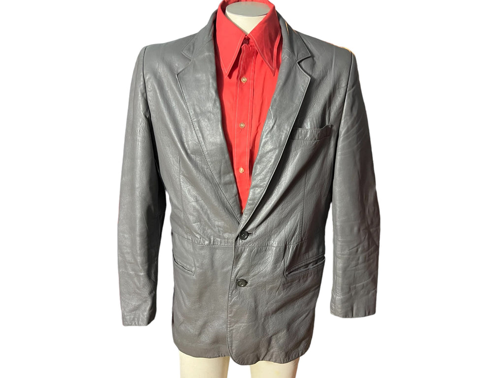 Vintage gray leather suit jacket 42 Saddlebrook