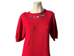 Vintage 80's red sweater dress M Cervelle