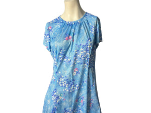 Vintage 70's blue dress L XL Damon Dress