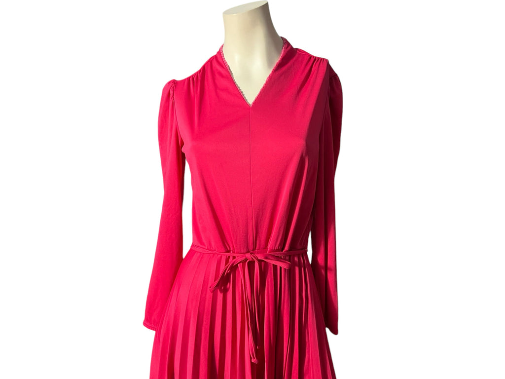 Vintage 70's hot pink pleat dress M L Blair