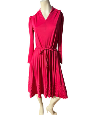 Vintage 70's hot pink pleat dress M L Blair