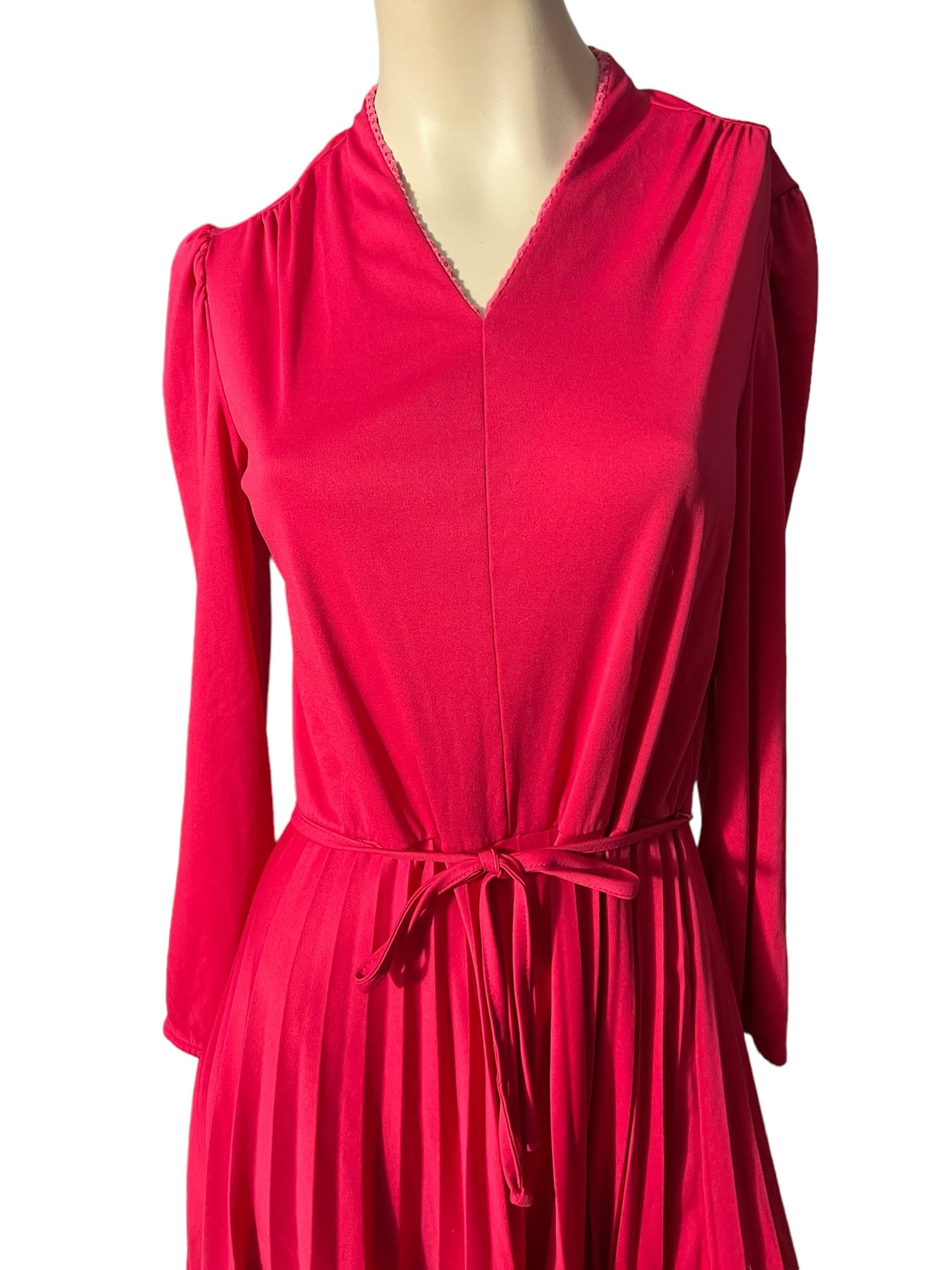 Vintage 70's hot pink pleat dress M L Blair