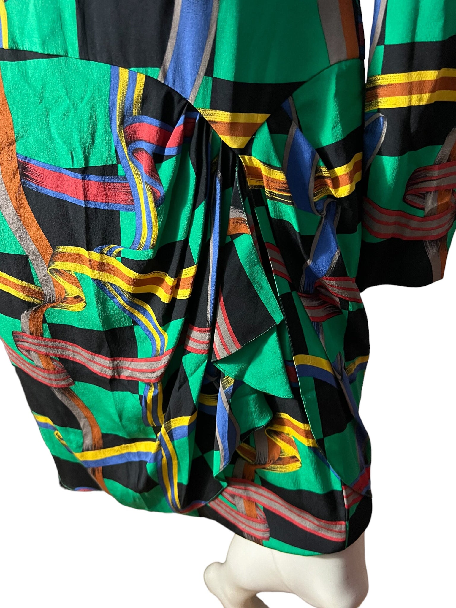 Vintage 80's green silk dress 10 Ann Lawrwnce