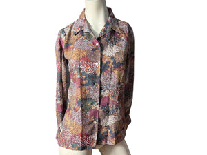 Vintage 70's leaves blouse shirt M Prior