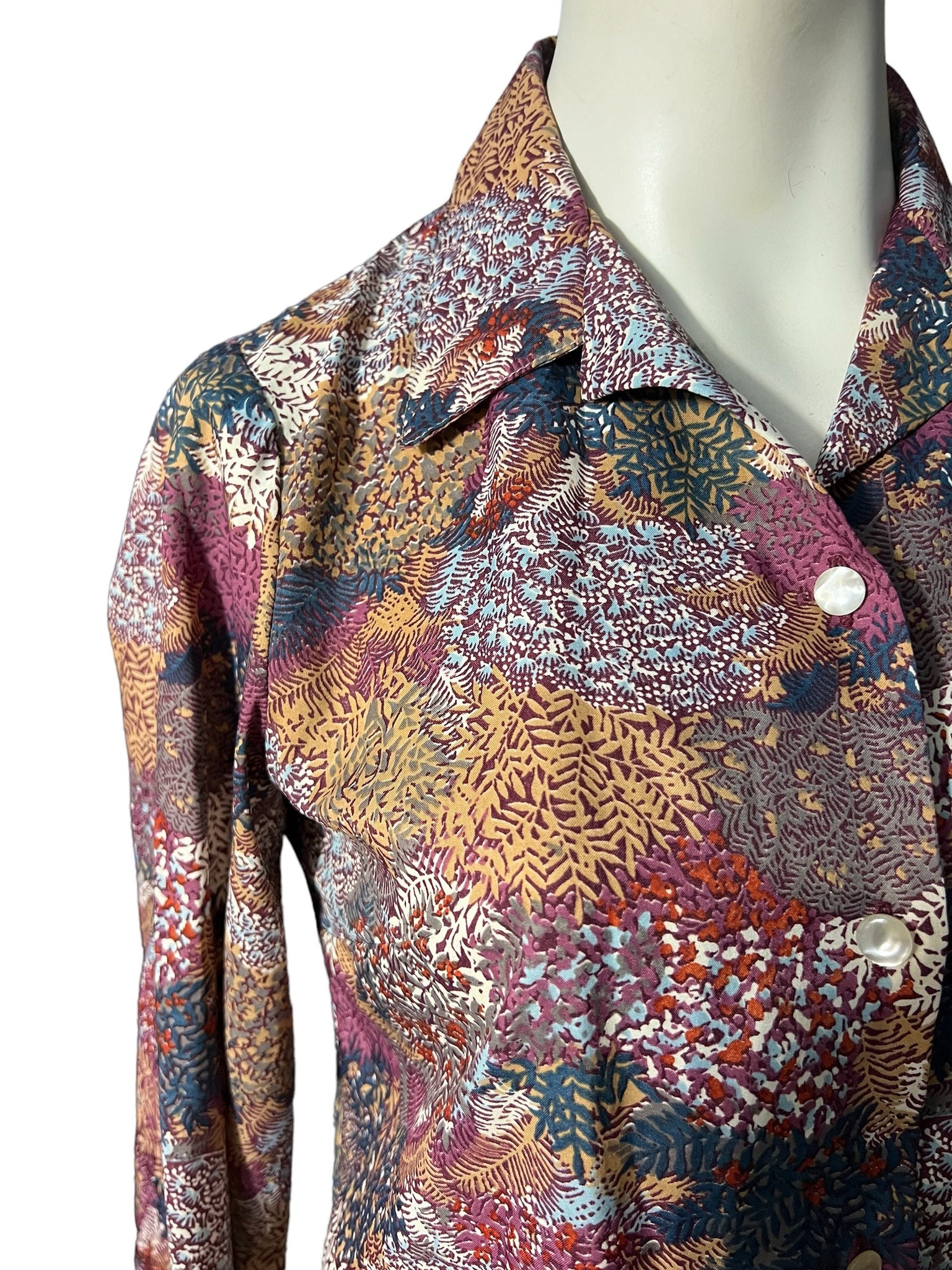 Vintage 70's leaves blouse shirt M Prior