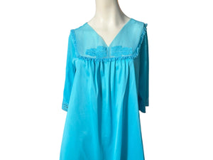 Vintage turquoise Tex Sheen nightgown M