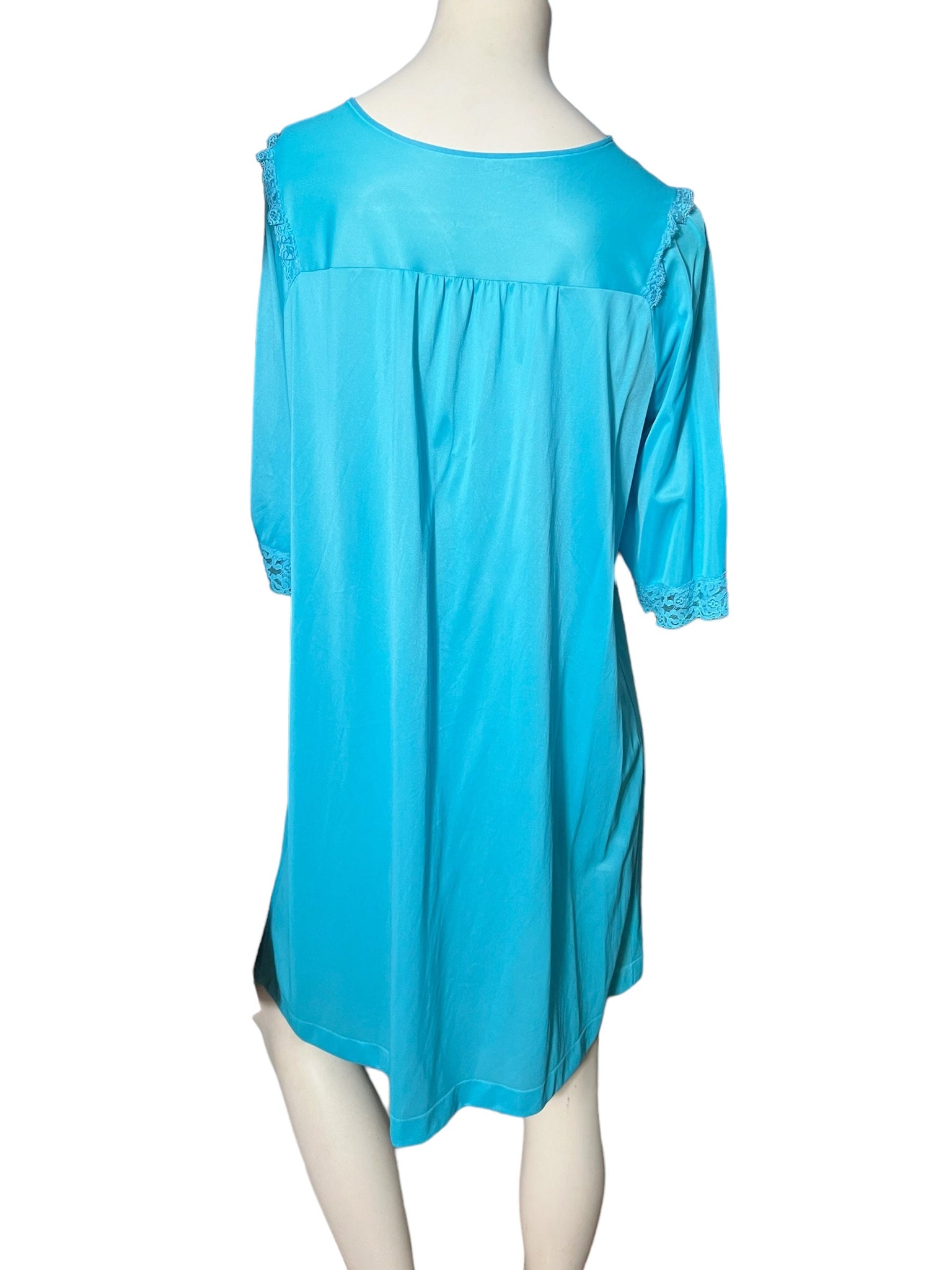 Vintage turquoise Tex Sheen nightgown M