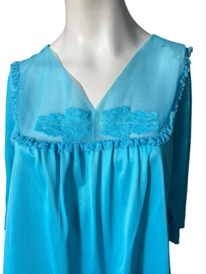 Vintage turquoise Tex Sheen nightgown M