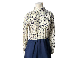 Vintage 70's blue and white polka dot M