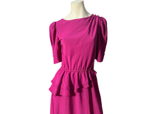 Vintage 80’s dress hot pink peplum M