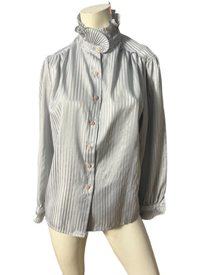 Vintage gray 80's ruffle shirt M Accent