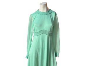 Vintage 70's green maxi dress L