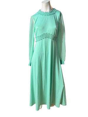 Vintage 70's green maxi dress L