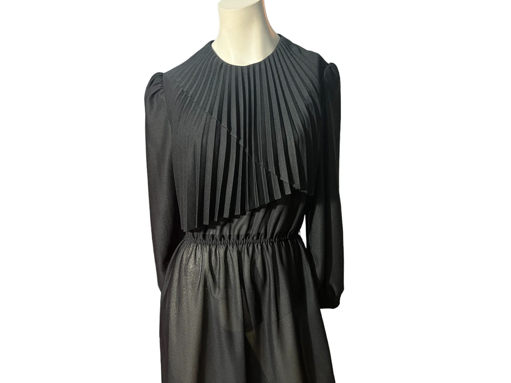 Vintage 80’s dress black ruffle M L Franky B