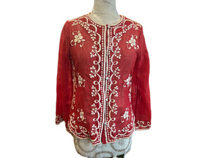 Vintage 70’s red embroidered shirt S