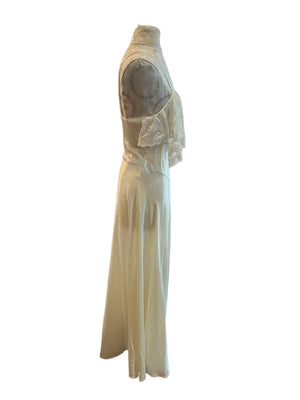 Vintage 70's Cira long lace nightgown drop waist M