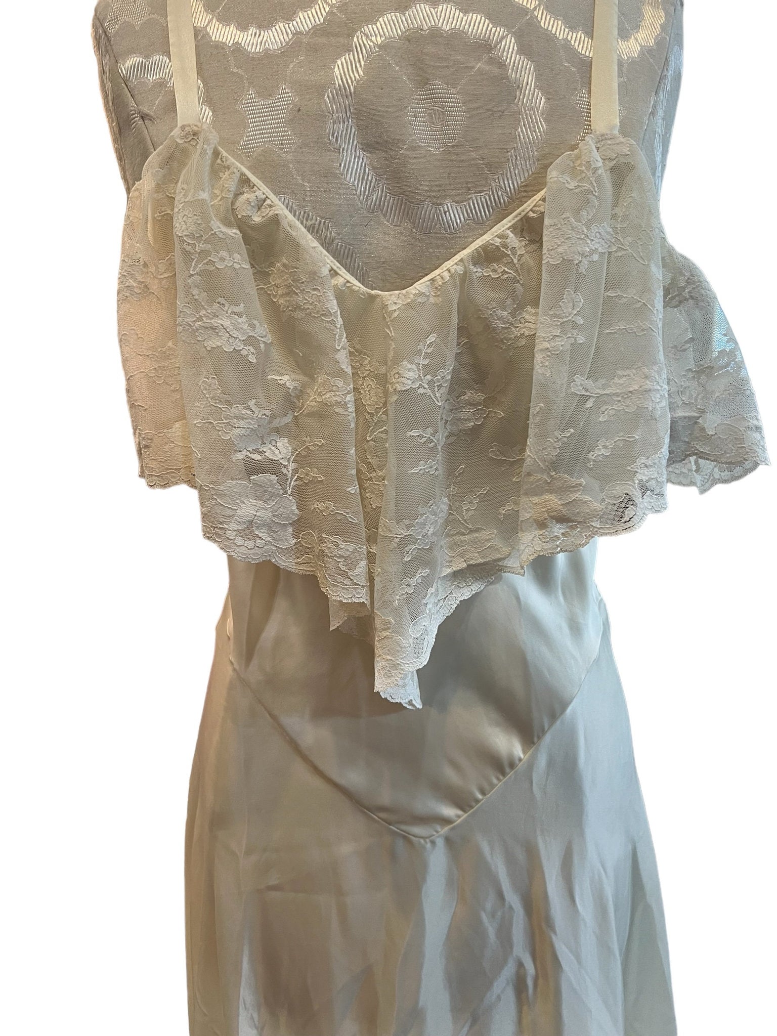 Vintage 70's Cira long lace nightgown drop waist M