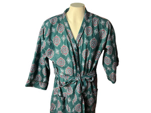 Vintage men’s robe green paisley M