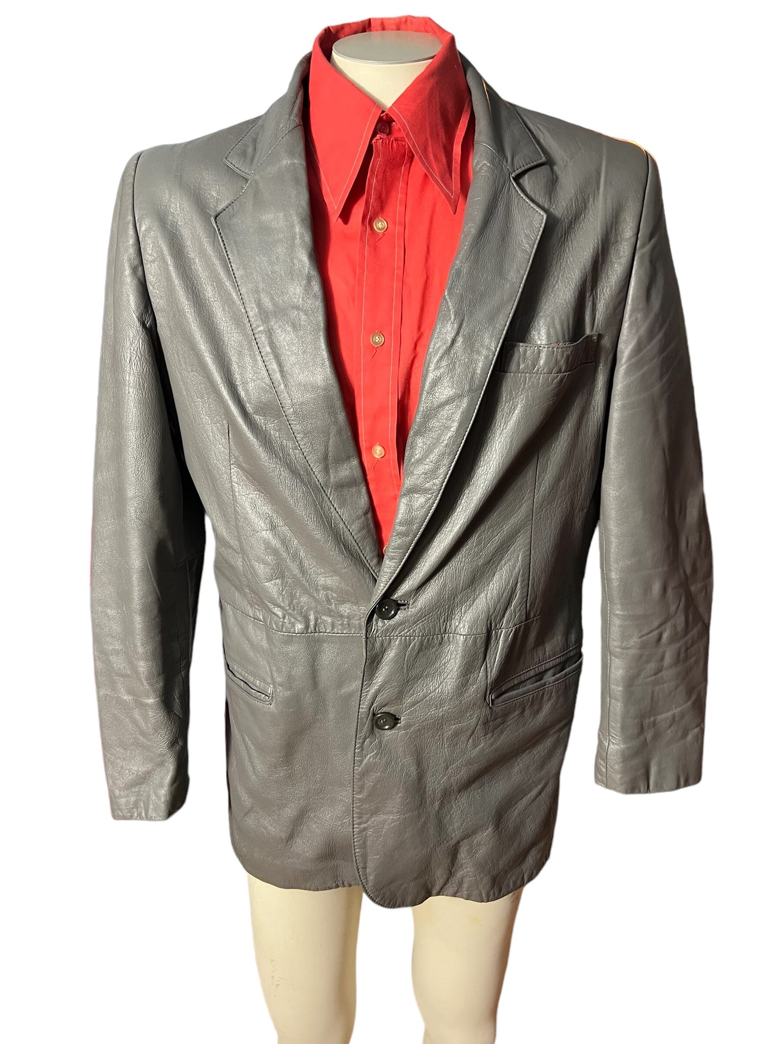 Vintage gray leather suit jacket 42 Saddlebrook