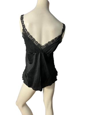 Vintage 70’s black lingerie top M California