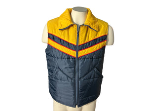 Vintage 70's Sears ski vest M yellow blue red