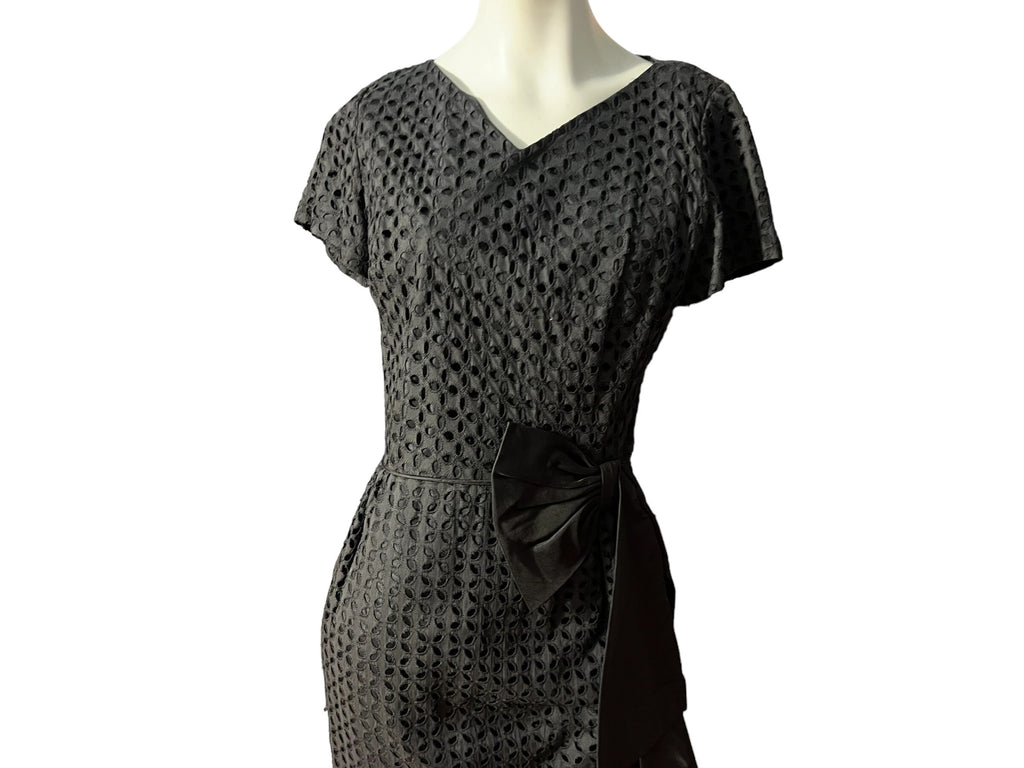 Vintage 50's black eyelet dress L Topaz