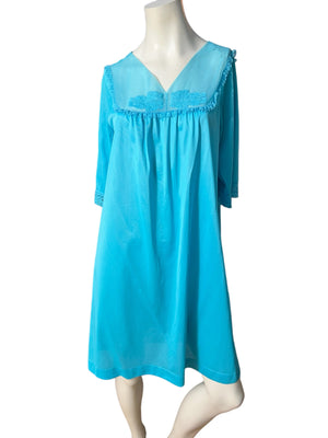 Vintage turquoise Tex Sheen nightgown M