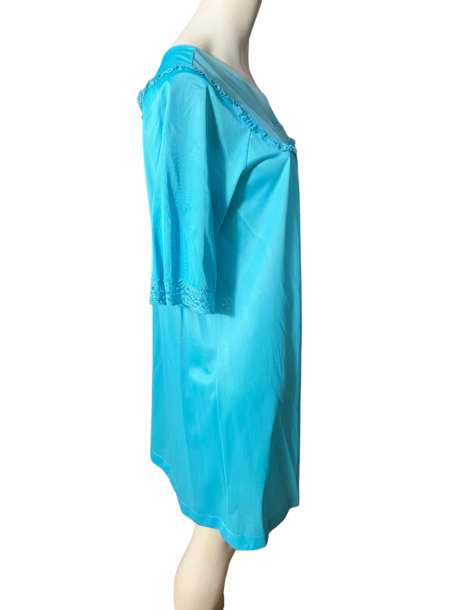 Vintage turquoise Tex Sheen nightgown M