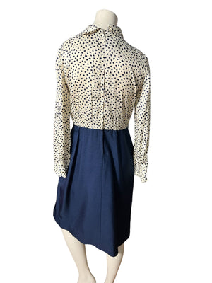 Vintage 70's blue and white polka dot M