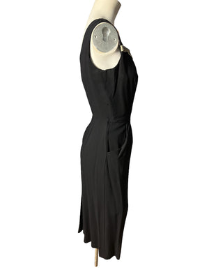 Vintage 50's black rayon cocktail dress M