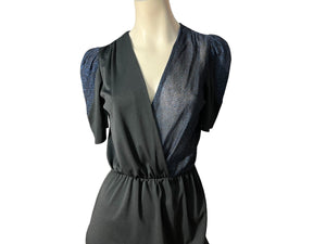 Vintage 70’s dress black & metallic M Jackie O