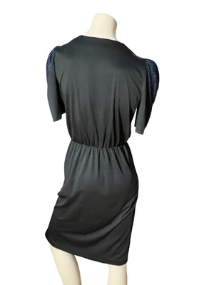 Vintage 70’s dress black & metallic M Jackie O