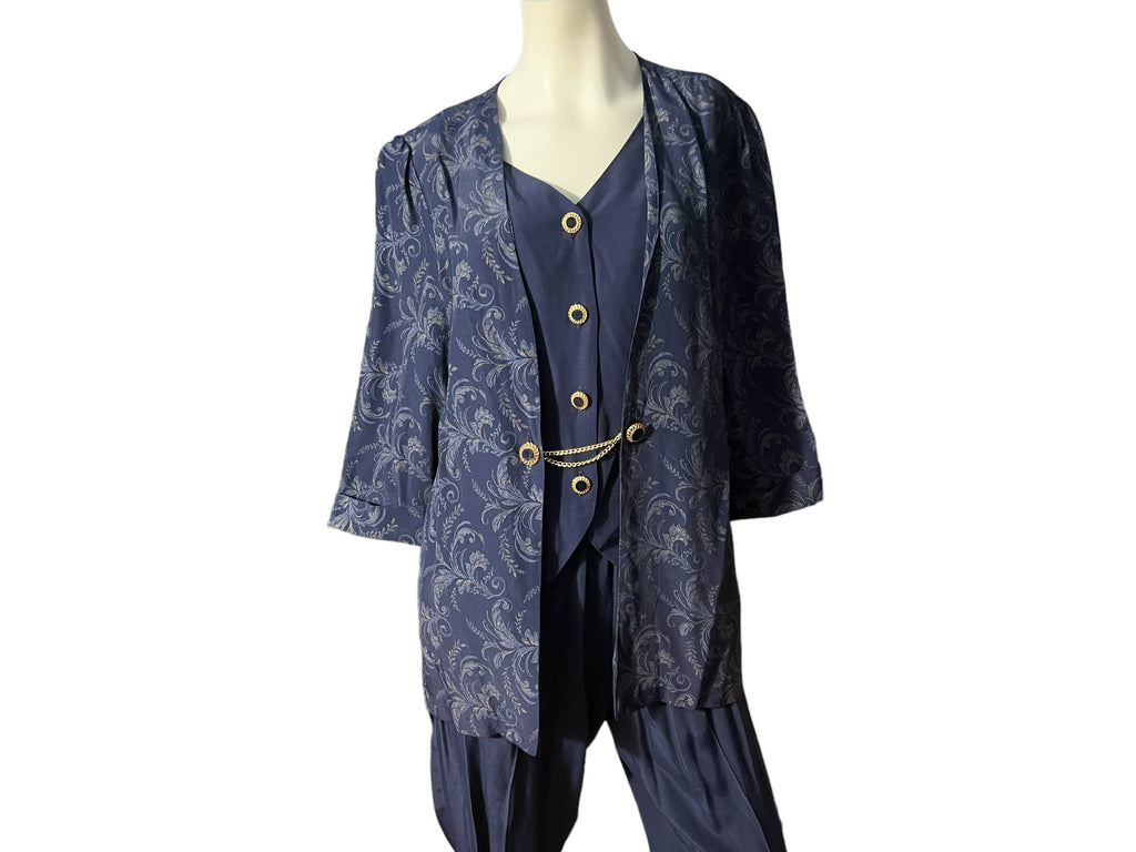 Vintage 80's blue pant suit 14 Tori Alexander