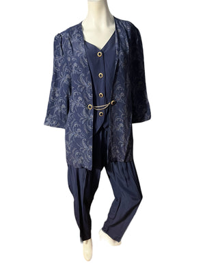Vintage 80's blue pant suit 14 Tori Alexander