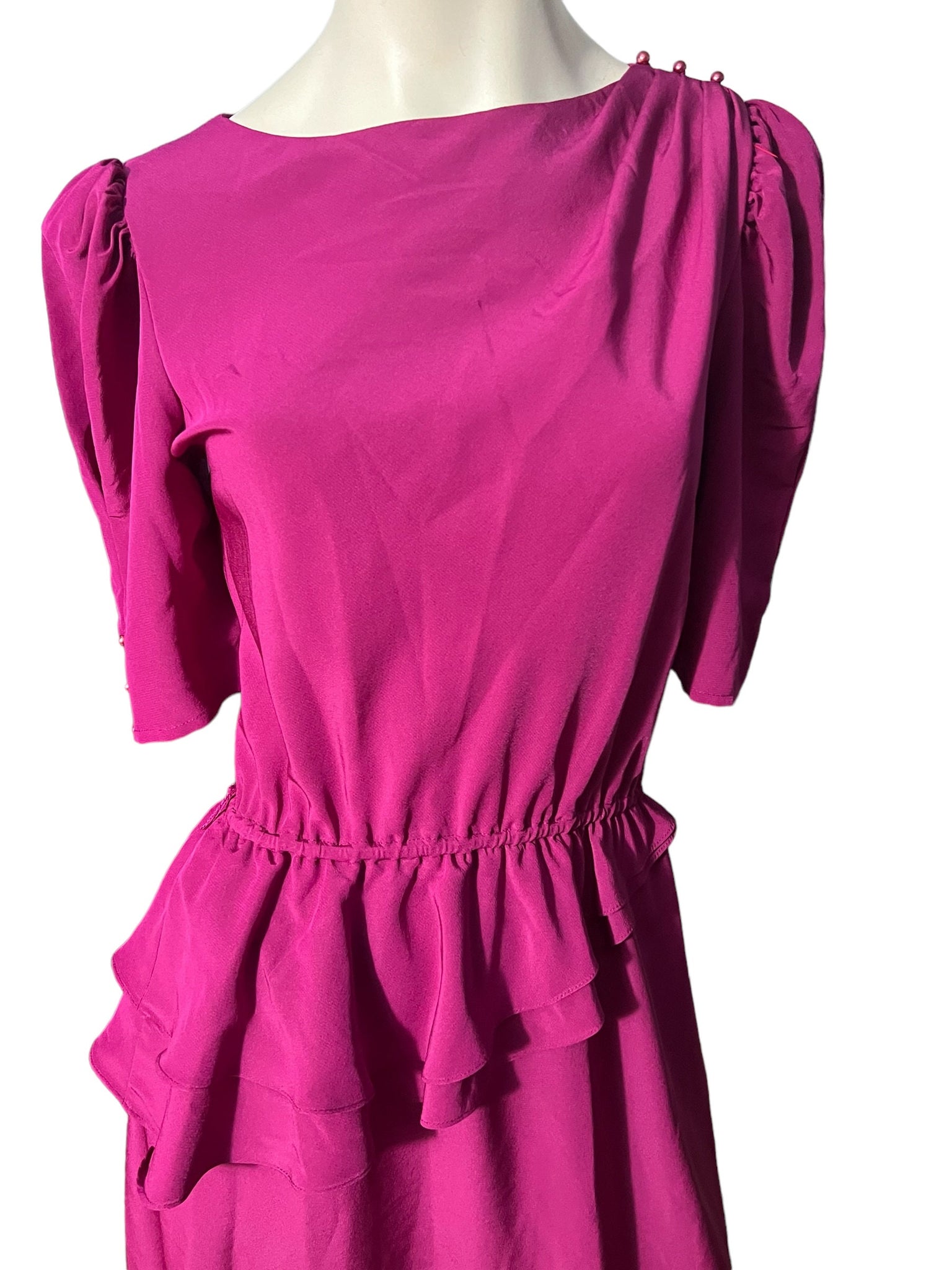 Vintage 80’s dress hot pink peplum M